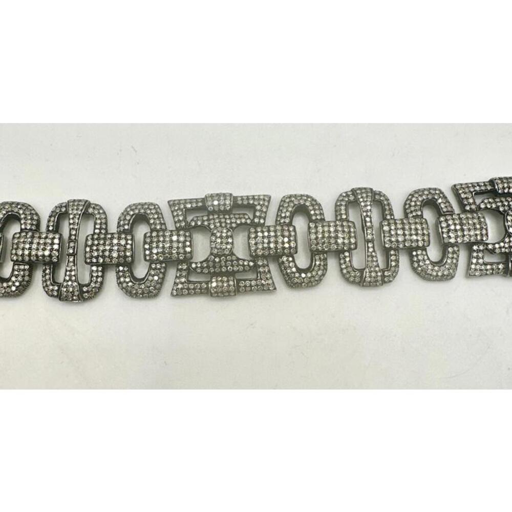 Diamond Sterling 14k Bracelet Rose Cut Oxidized Sterling 36.1 grams